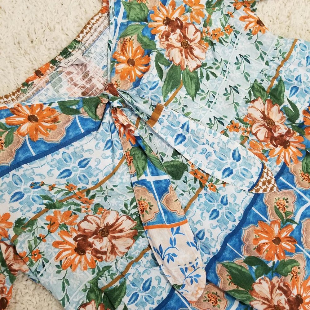 Top, Blouse. Aqua Coral Teal Multi, Floral Print. Cato Brand. Size 18/20W. NWT. - Picture 9 of 15
